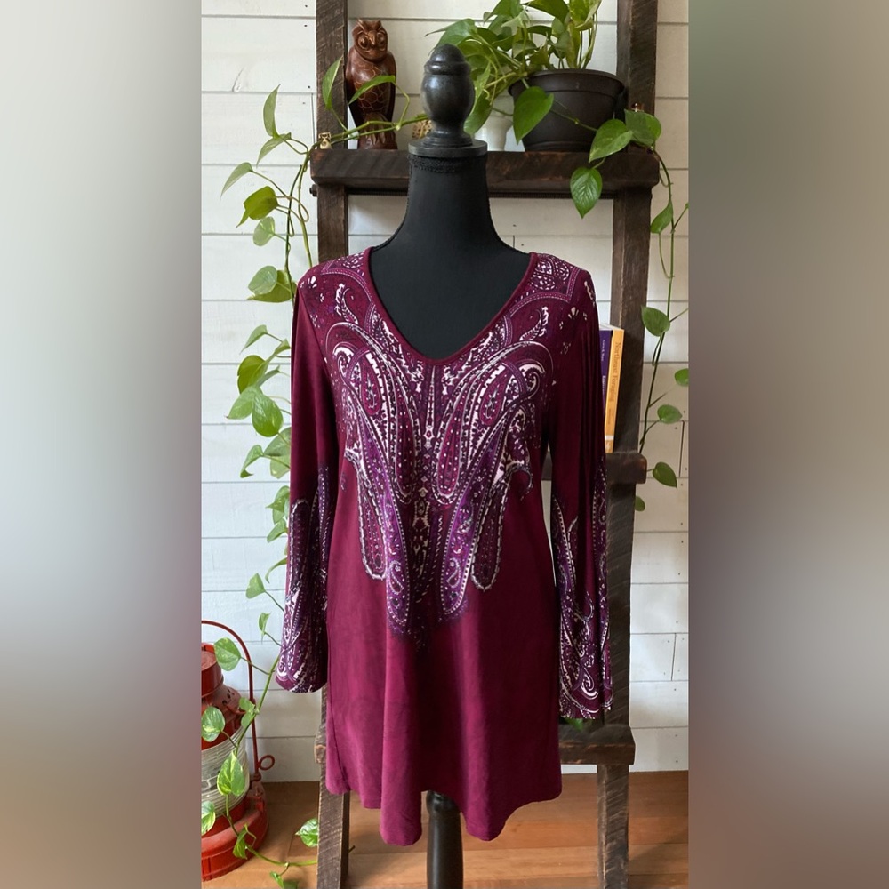 Effortless Style by Citiknits: Purple Boho Tunic Style Blouse - Picture 4 of 16
